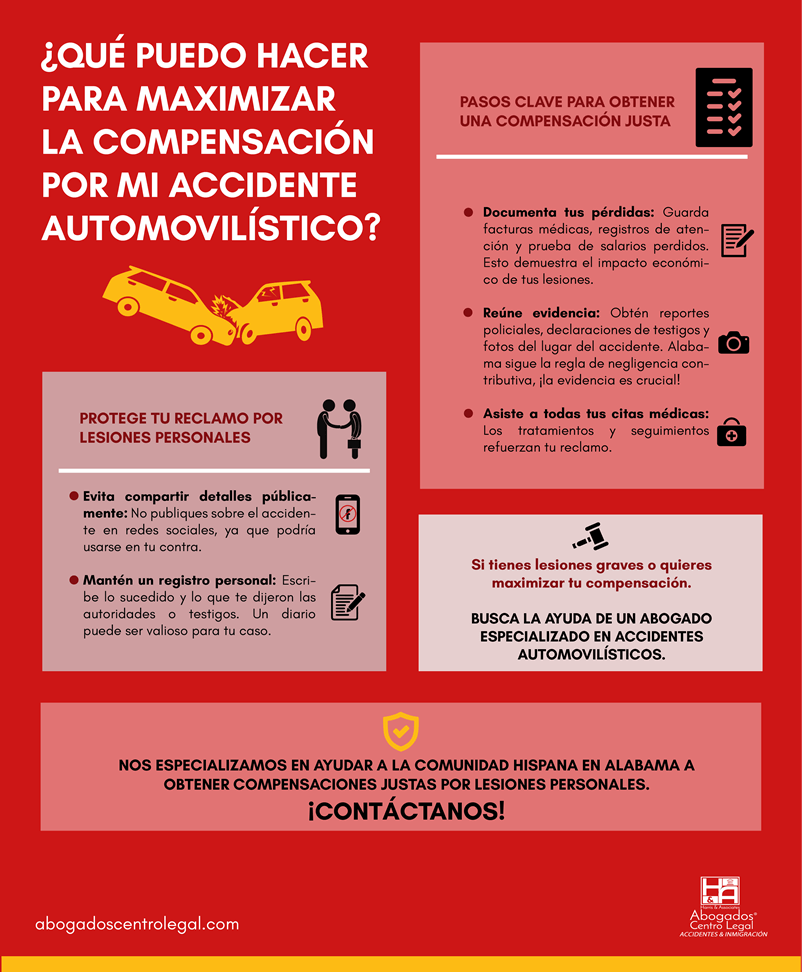 ¿Qué puedo hacer para maximizar la compensación por mi accidente automovilístico?